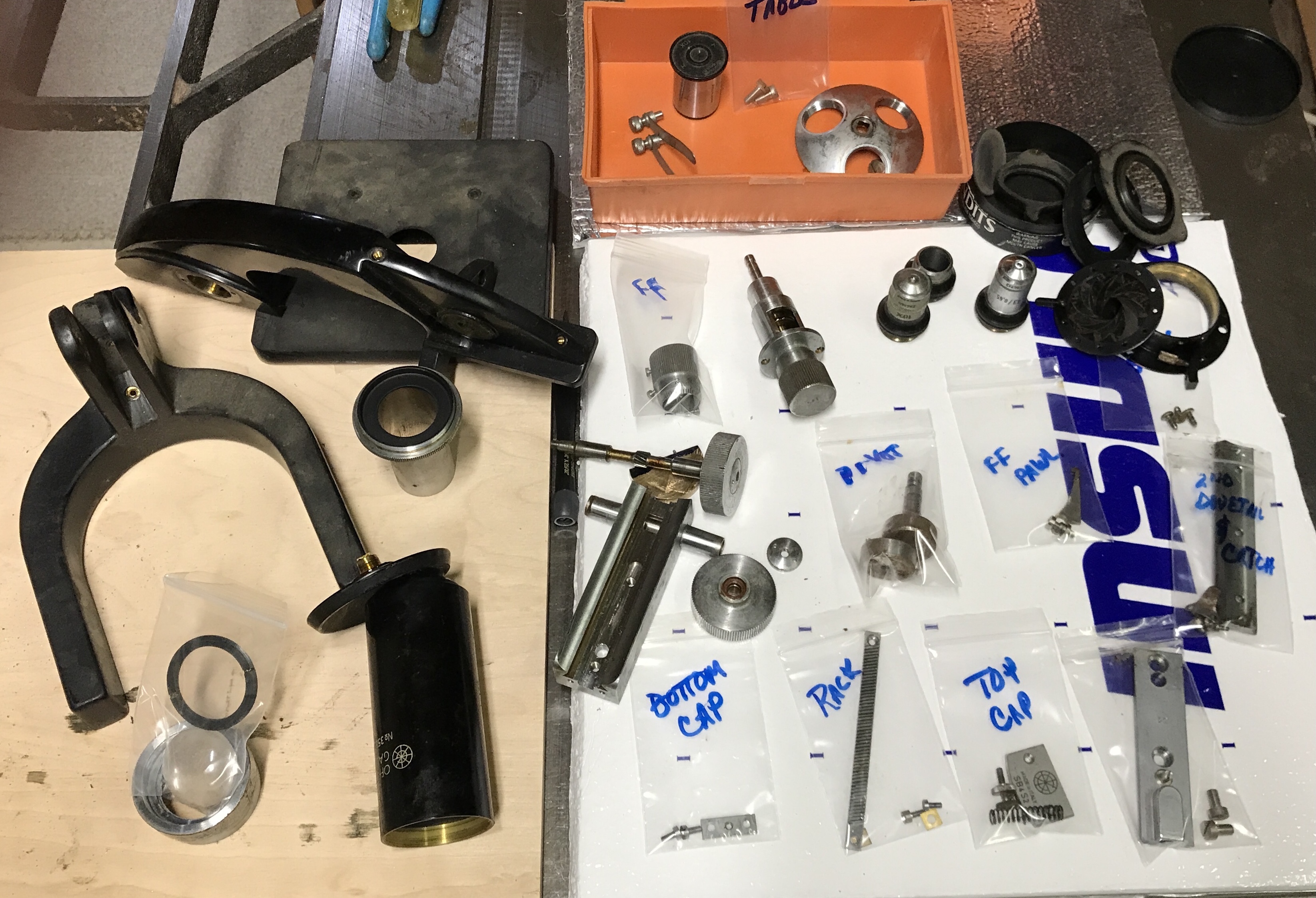 All of the parts that will be disassembled